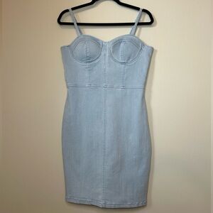 Haute Monde Light Blue Denim Corset Dress Size Large